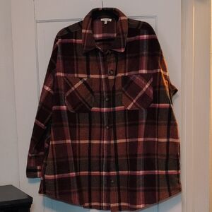 Maurices Plaid Utility Jacket - Brown and Pink